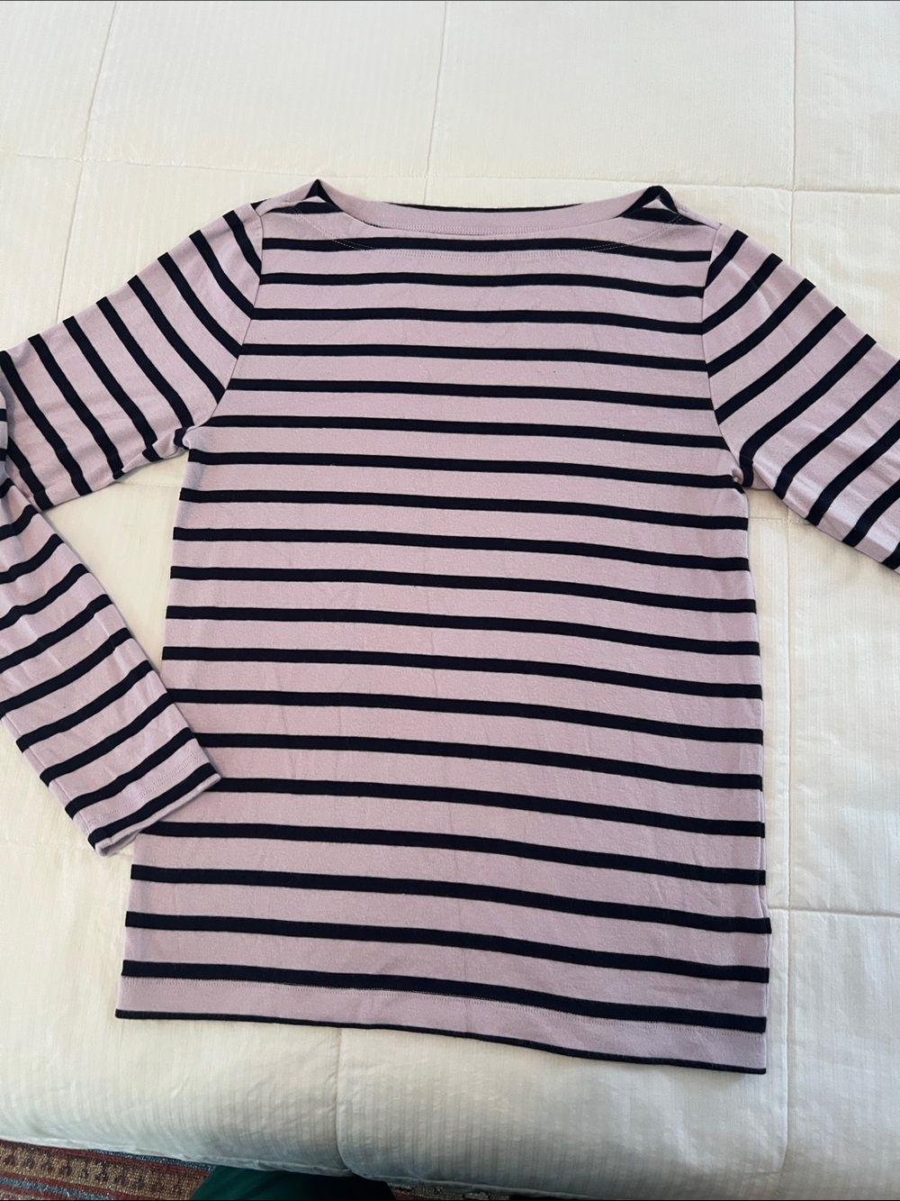 GAP Long Sleeve Striped Tee in Lavender and Navy